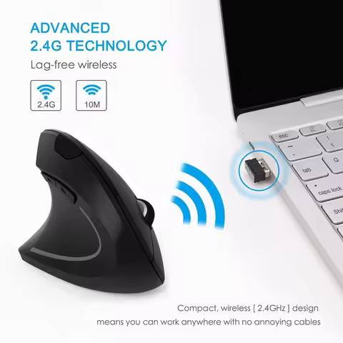 CHYI Left Handed Wireless Vertical Mouse Left Hand Ergonomic Rechargeable Optical Usb Mause 6 Button