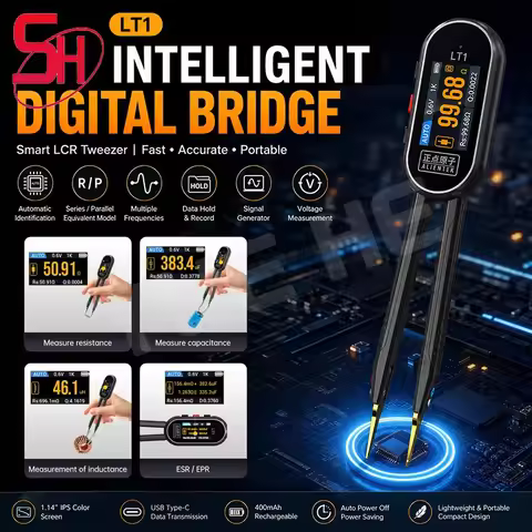 ALIENTEK LT1 LCR Smart Bridge Tweezer LCR SMD ESR Tester Resistance Capacitance Inductance Continuit