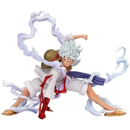 โมเดลฟิกเกอร์ อนิเมะวันพีช Sun God Nika Figure Luffy Squatting Posture Second Gear Fruit Awakening White Hair Anime Figure