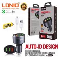 LDNIO C703Q 3 IN 1 INTELLIGENT QUICK CHARGE 3.0 CAR CHARGER