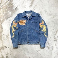 【工工】EVISU YAMANE Souvenir Denim Jacket 山根大阪店週年限定 老虎獅頭雙龍橫須賀刺繡水洗牛仔外套