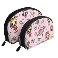 Tokidoki 2 Pcs Cosmetic Bags Travel Makeup Bag Portable Clutch Pouch Set Women Handbag with Zipper Shell Toiletry Storage MDOI