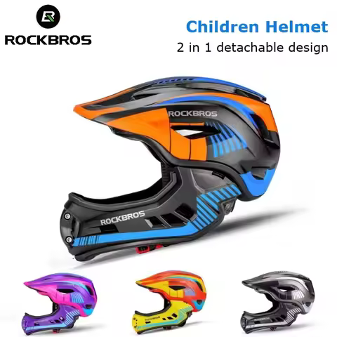 ROCKBROS Kid Helmet Full Face Off-road MTB Bike Cycling Helmet For Girl Boy Children Scooter Bicycle
