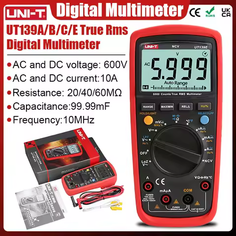 UNI-T UT139A UT139B UT139C UT139E True RMS Digital Multimeter Auto Range AC DC Voltmeter Ammeter Ohm
