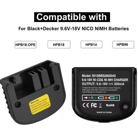 For Black&Decker 18V NiMh Battery Power Tools Replacement Charger 9.6V-18V NiMh Battery Hpb18-Ope FS