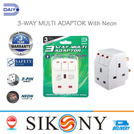 Daiyo DE 291 3 Way Multi Adaptor With Switch &amp; Neon (Packet of 2)