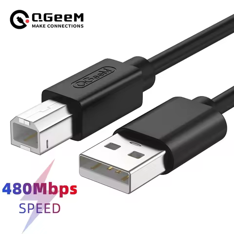 QGeeM USB2.0 Printer Cable High Speed Type A to B Male to Male USB Printer Cable Data Sync for 3D La