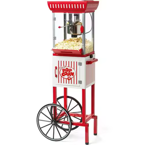 Nostalgia Popcorn Maker Machine Professional Cart With 2.5 Oz Kettle Makes Up to 10 Cups Vintage Pop