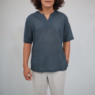 男士棉質襯衫, 套頭棉質上衣, 夏季襯衫, Henry, 灰色