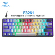 AULA F3261 61 Keys Wired Mechanical Keyboard RGB Hot Swappable Compact Gaming Keyboards LED Backlit 