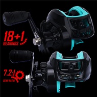FRRTC Fishing Reel Green Reel 10KG Max Drag Baitcasting Reel 7.2:1 Gear Ratio Magnetic Brake Jigging