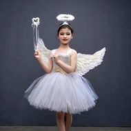 White Angel Heaven Christmas Fancy Dress Up Costume for Girls Cosplay Halloween Party Tutu Dress Pri