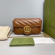 Gucci 古馳 Marmont 馬蒙 Supermini 焦糖色全皮