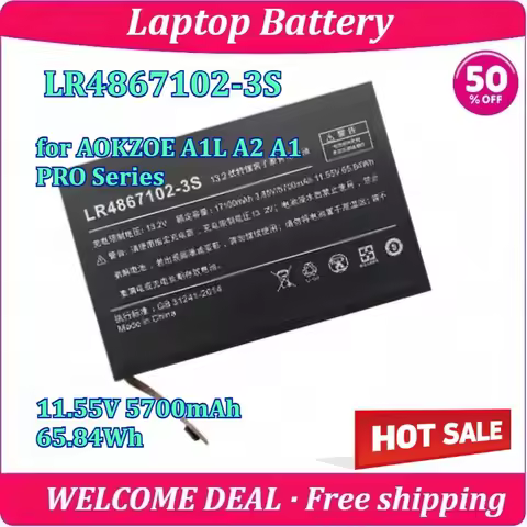 New Laptop Battery LR4867102-3S for AOKZOE A1L A2 A1 PRO Series 11.55V 80/65.84Wh High Capacity Lith