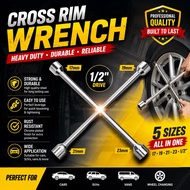 【Ready Stock】17 19 21 23mm 1/2” Heavy Duty Tire Cross Wrench 4 Way Universal Car Lug Wrench Spanar T