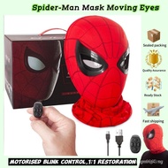 Topeng Spiderman asal Topeng Spiderman mata bergerak alat kawalan jauh elektrik berkelip penutup kep