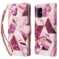Flip Case for Samsung A51 Galaxy A71 5G A11 A21 A21s A31 A20 A20s A30 A30s A50 A50s A70 Luxury Gilding Marble Grain Flower Wallet Flip Cover Leather Case With Card Holder Slots Pocket TPU Bumper Shell Stand Hand Strap Lanyard Mobile Phone Casing