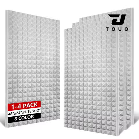TOUO Acoustic Panels Pyramid 1-4Pack Soundproof Foam 47.2"x23.6" Wall Treatment for KTV Living Room 