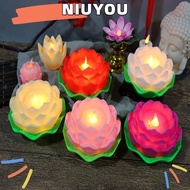 NIUYOU Lotus Flower Light, Lotus Flower Plastics Night Light LED, Convenient LED Electronic Candles