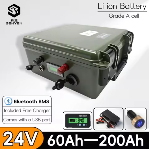 waterproof Rechargeable 24V 60Ah 80Ah 100Ah 120Ah 150Ah 180Ah 200Ah Lithium ion Battery for Trolling