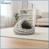 Cat Cave House Braided Cat Nest Cave Bed Soft Pet Bed with Dome Warm for Cats Indoor Living Room