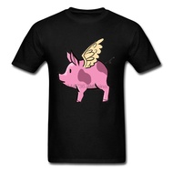 Flying Piglet 2018 Cute Pink Pig Printed Men Black T Shirt Cartoon Tops Black Tees Summer Clothes Mens Casual T-shirt Funny XS-4XL-5XL-6XL