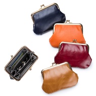 Mini Genuine leather Clip Coin Purse for woman Credit card holder zipper Small wallet a birthday pre