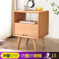 💘&amp;Solid Wood Bedside Cabinet Small Nordic Bedroom Ikea Mini and Simple Modern Small40cmWide Log Simple Installation-Free