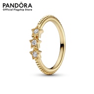 Pandora Stars 14k gold-plated ring with clear cubic zirconia เครื่องประดับ แหวน แหวนทอง สีทอง แหวนสี