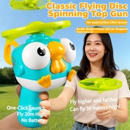 Classic Fun Skeet Gun Top Bamboo Spinning Flying Toys Gun Saucer Kids Flying Disc Gun