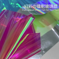 💕美甲2025新款饰品幻彩蓝色玻璃纸美甲贴纸 New Accessory Iride-colored Blue Cellophane Nail Stickers Mirror Laser Transf