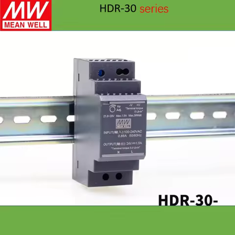 Genuine Mean Well HDR-30 5V 12V 15V 24V 48V Meanwell Ultra Slim DIN Rail Switching Power Supply HDR-