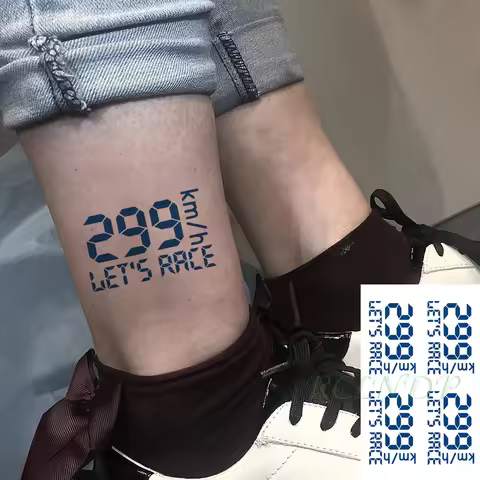 Waterproof Temporary Juice Tattoo "Let's Race" 299 Km/h Stop watch long Lasting Tattoos Flash Tatoo 