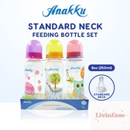 ANAKKU PP Feeding Bottle (250ml/8oz x 3) Botol Susu Bayi_BottleMix