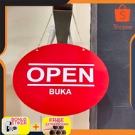 MERAH Acrylic Signage Open Close Acrylic Open Close (Red Round) ELEGAN