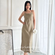 Taupe.brand - Clara Satin Dress All-match Drape Satin เดรสซาติน เดรสยาว ไปงานแต่ง  มีดีไซน์ และมีควา