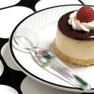 New Creative Tableware High-value Color Spots High Temperature Resistant Glass Spoon Cute Short Hand