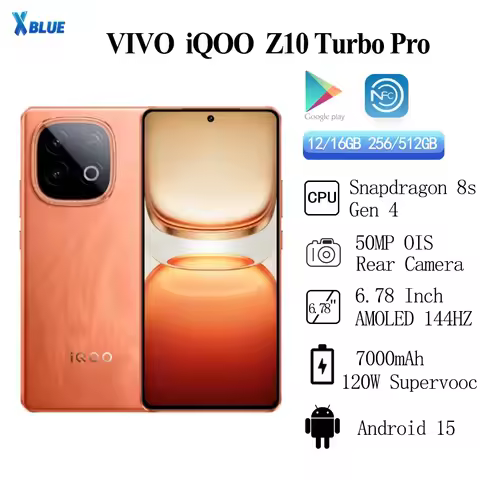 VIVO IQOO Z10 Turbo Pro Screen 6.78 Inch AMOLED 144Hz Snapdragon 8s Gen4 Battery 7000mAh 120W SuperV