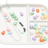 [20X14mm] Cream Peach Heart Beads Double Star Peach Heart Beads Cross-Shaped Love Heart Beads DIY Mobile Phone Chain Hanging Chain Bracelet Accessories 4pcs
