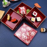 日式三層櫻花燙金鰻魚飯盒壽司禮盒子糧果喜慶料理店盛器點心食器