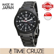 [Time Cruze] Seiko 5 Sports SNZG17J  Automatic Japan Made Black Stainless Steel Black Dial Men Watch SNZG17 SNZG17J
