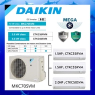 DAIKIN MULTI-SPLIT AIR COND INVERTER [OUTDOOR MKC70SVM 3.0HP] + [INDOOR 2 UNITS 1.5 HP CTKC35 + 1 UNIT 2.0HP CTKC50]