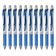 Pentel EnerGel Knock Retractable Gel Pen, 0.7mm, Silver Barrel, Blue Ink, 10-Pack