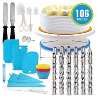 Stainless Steel Cake Baking Decoration Tools Decorating Nozzle Butter Knife Decorating Pouch Turntable Set106Set