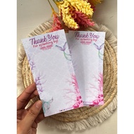 PERSONALIZED THANK YOU CARD BACKING CARD LOYALTY CARD| | PRINT PER PAGE