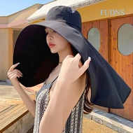 [FDX] New Style Super Large Summer Neck Protection Integrated Shawl Sun Hat Cycling Will Not Blow Ov
