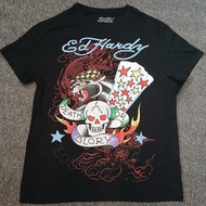 ED Hardy 100% Cotton Men Women Same Style  Round Neck Skull Print Summer Short Sleeve Top