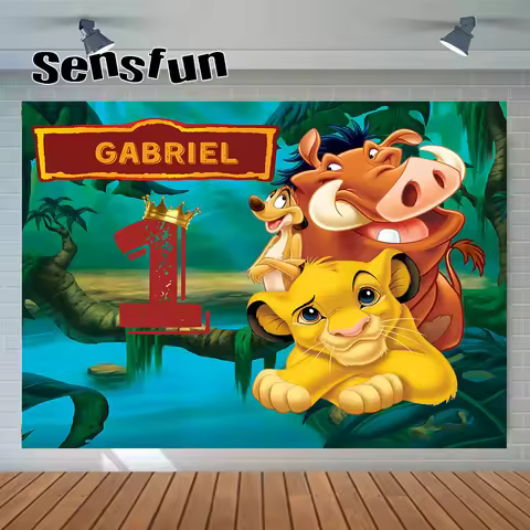 Green Forest Lion King Photography Backdrops For Boys 1st Birthday Kids Baby Shower Background Photo