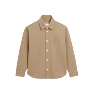 AMI PARIS Cotton Knitted Ami De Coeur Overshirt Taupe Beige (SS26)