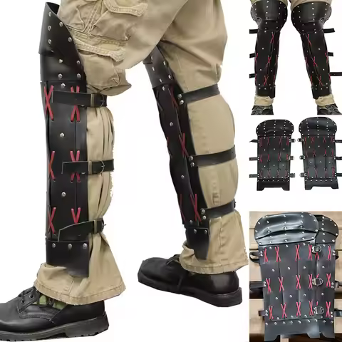 Steampunk Medieval Samurai Archer Armor Gaiter Half Chaps Leather Greaves Knight Shin Protector War 